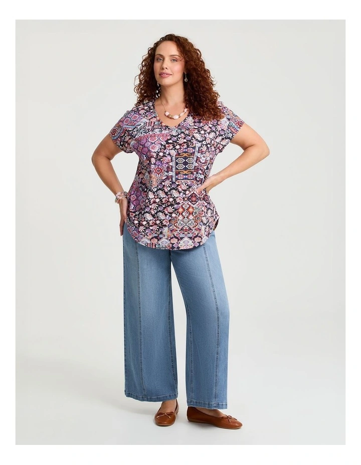 Cotton Seam Front Wide Leg Jean Vintage Blue image 2