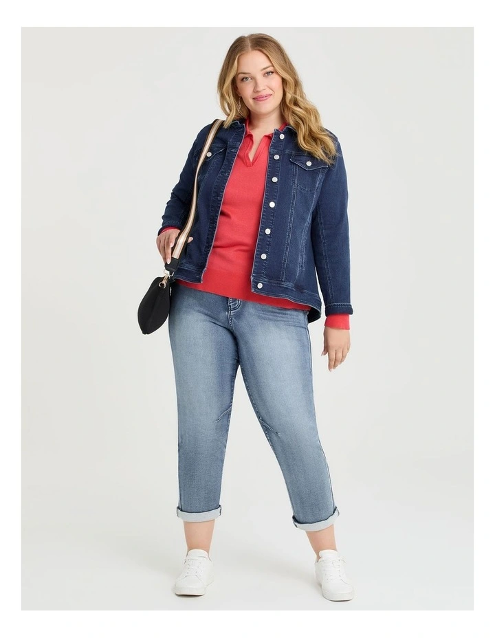 Polo Collar Natural Jumper in Coral image 4