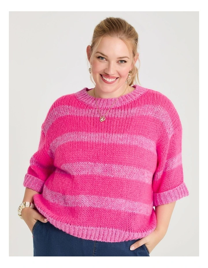 Neon Stripe Oversized Knit Jumper Stripe image 1