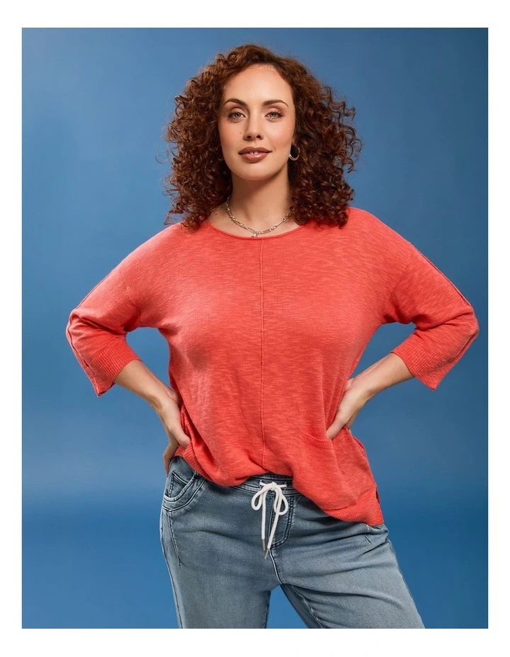 Cotton Light Weight Jumper in Spiced Coral image 4