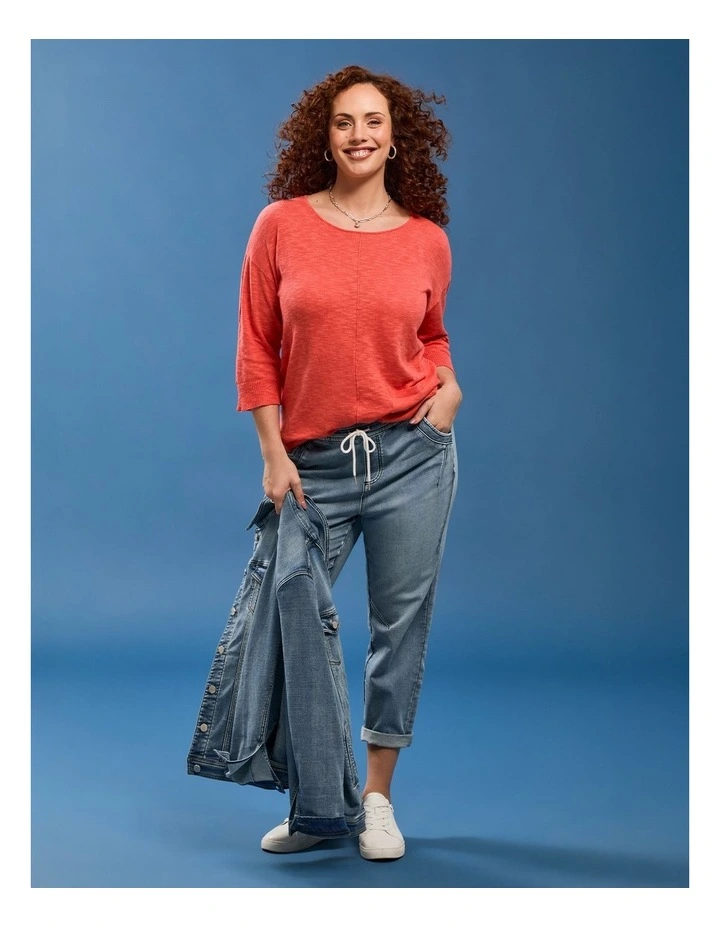 Cotton Light Weight Jumper in Spiced Coral image 5