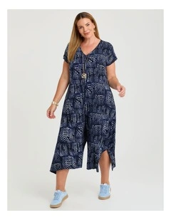 Zip Front Spot Luna Jumpsuit Dark Indigo Spot