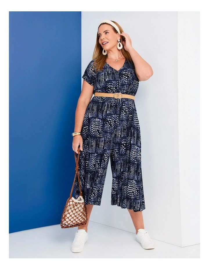 Zip Front Spot Luna Jumpsuit Dark Indigo Spot image 3