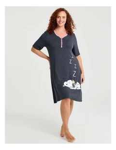 Peanuts Sleepy Nightie Ebony Gray