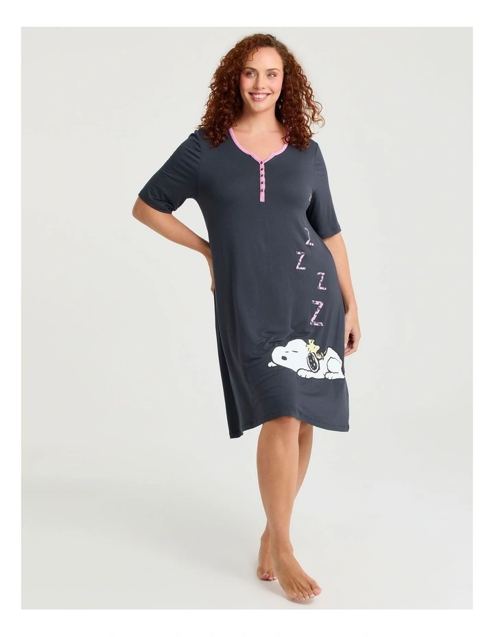 Peanuts Sleepy Nightie Ebony Gray image 1