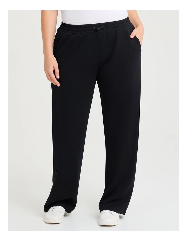Luxe Touch Wide Leg Trackpant in Black image 1