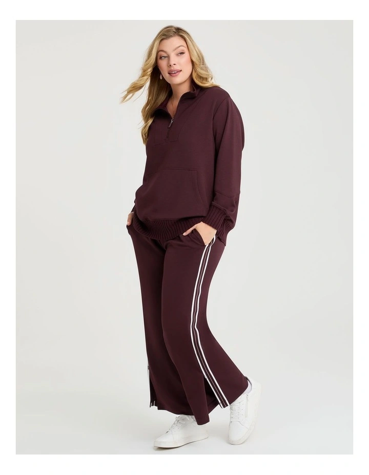 Luxe Touch Side Stripe Trackpant in Plum image 3