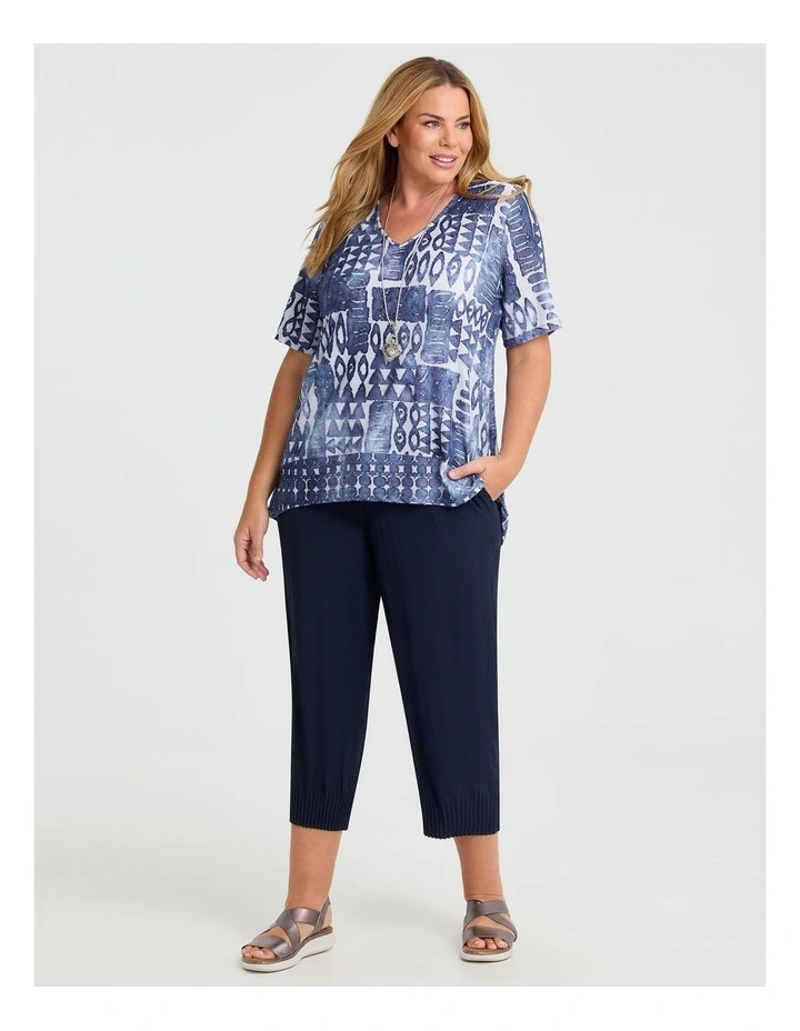 Pleat Hem Crop Pant in Dark Indigo image 3