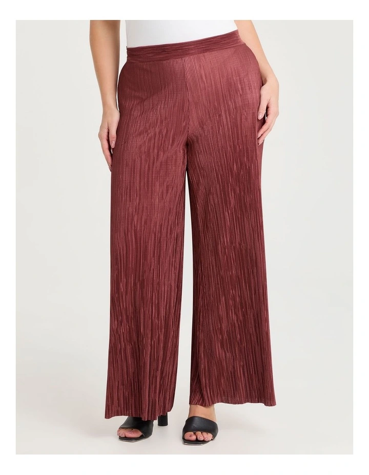 Satin Plisse Wide Leg Pant in Copper Rose image 1