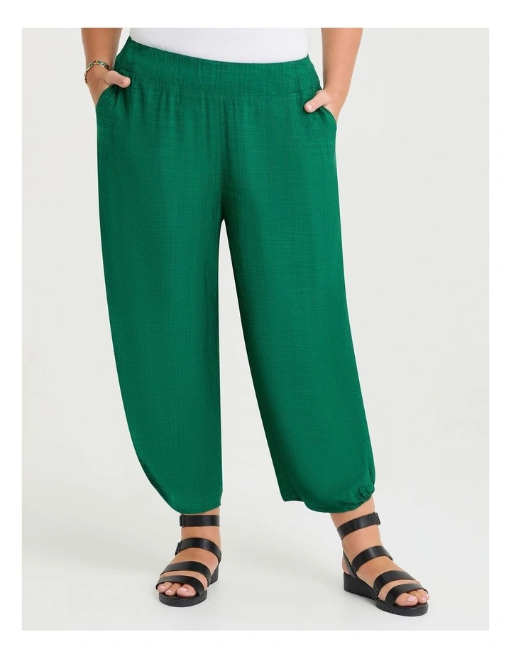 Side Tuck Lantern Natural Crop Pant Jewel Green image 1
