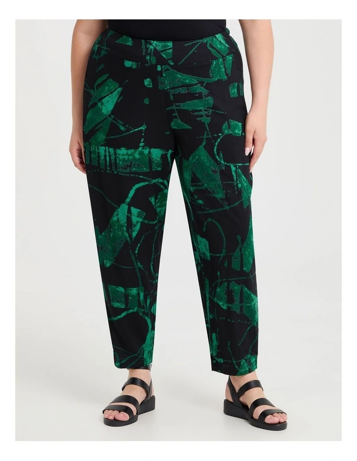 Colour Focus Natural Pant Jewel Green Print image 1