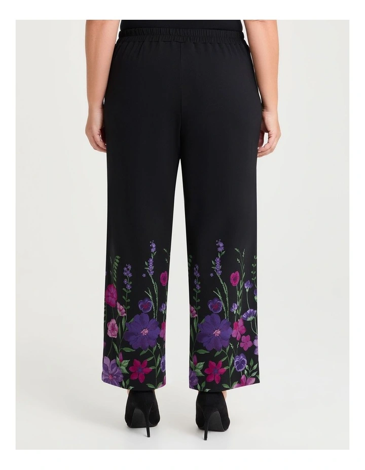Enid Floral Ponte Pant in Black image 2