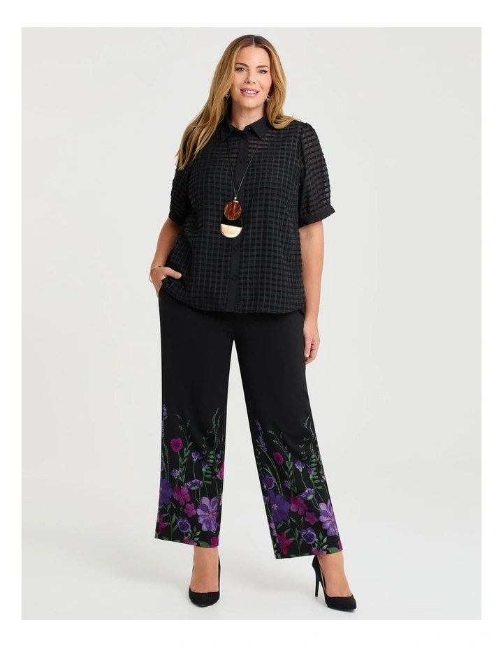 Enid Floral Ponte Pant in Black image 4