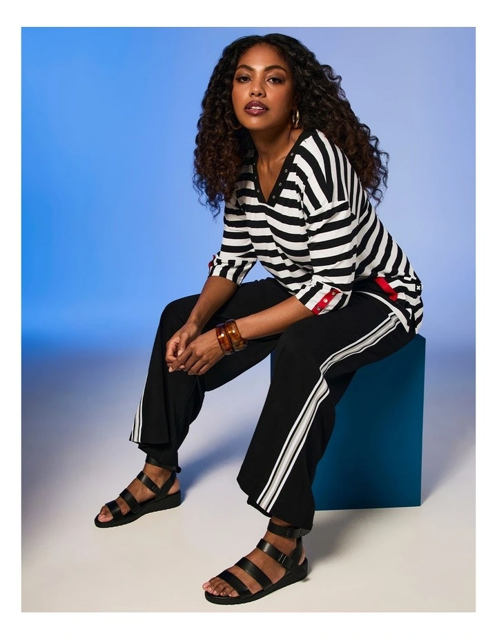 Natural Aroha Side Stripe Pant in Black image 6