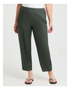 Stretch Linen Bella Pant in Dusty Olive