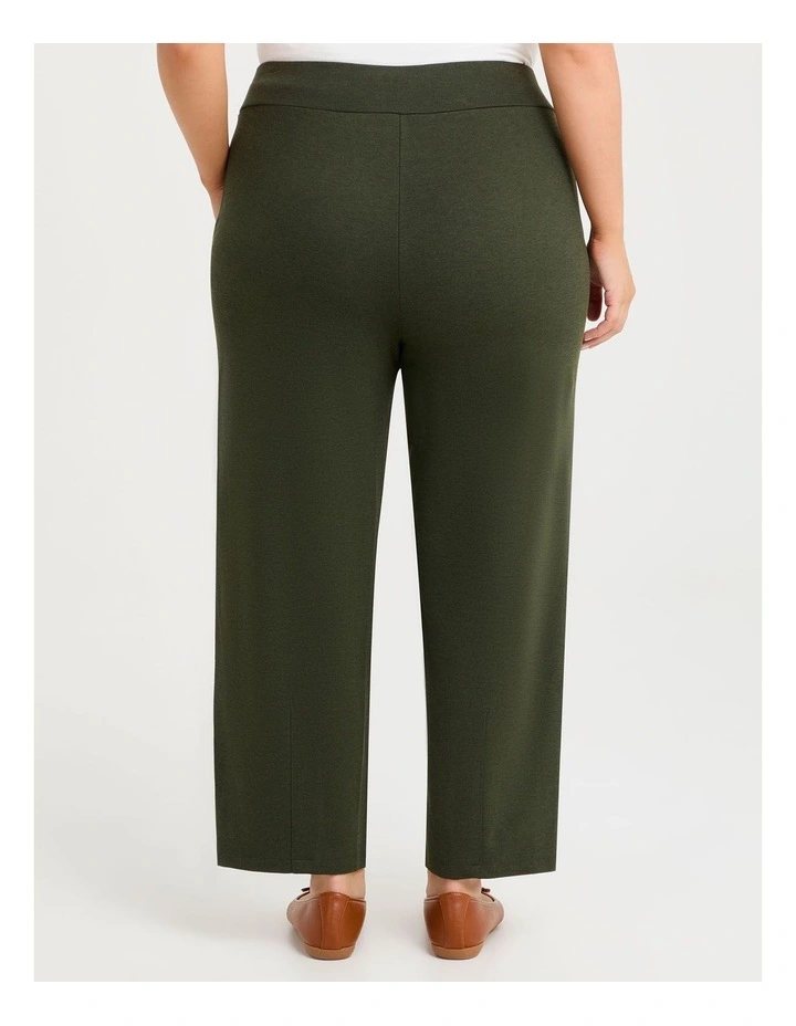 Button Detail Bamboo Ponte Pant in Olive image 2
