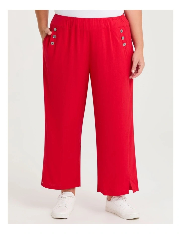 Sailor Button Natural Pant in Racing Red image 1