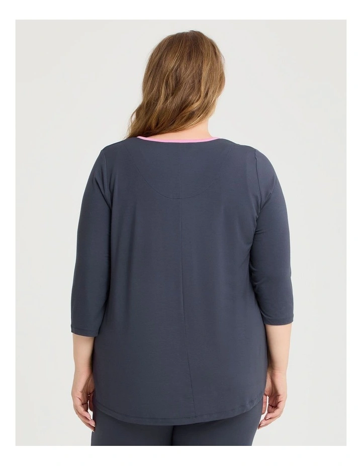 Modal Soft Touch Henley Pyjama Top in Ebony Gray image 2