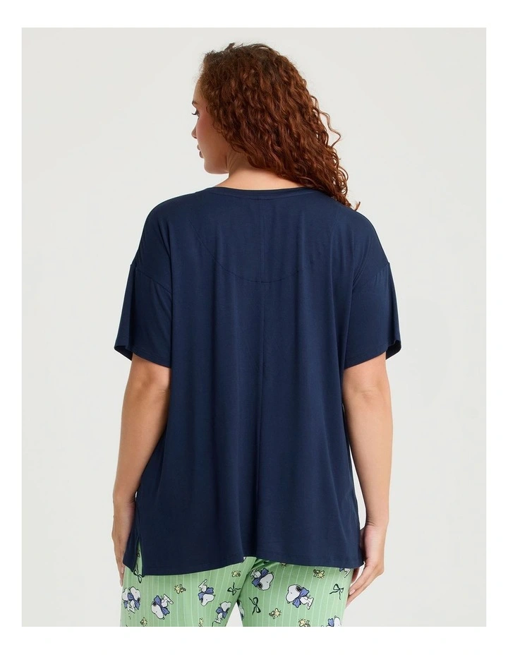 Peanuts Snoopy Pyjama Top Jewel Navy image 2
