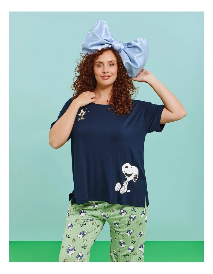 Peanuts Snoopy Pyjama Top Jewel Navy image 4