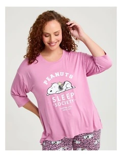 Peanuts Sleep Society Pj Top Dusty Orchid