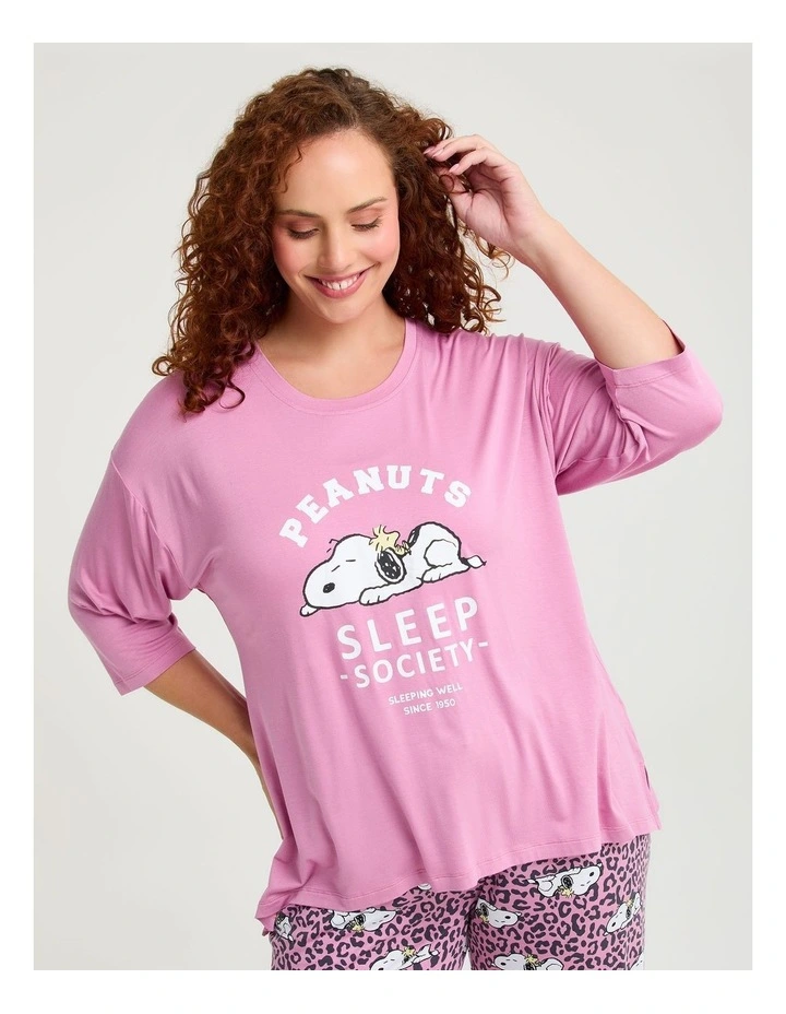 Peanuts Sleep Society Pj Top Dusty Orchid image 1