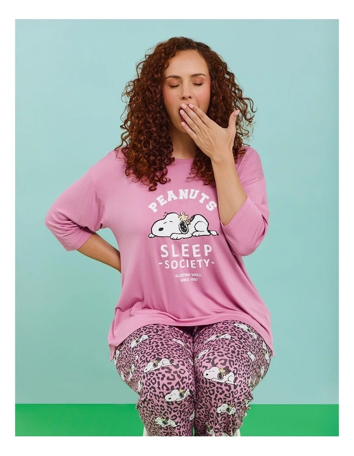 Peanuts Sleep Society Pj Top Dusty Orchid image 4