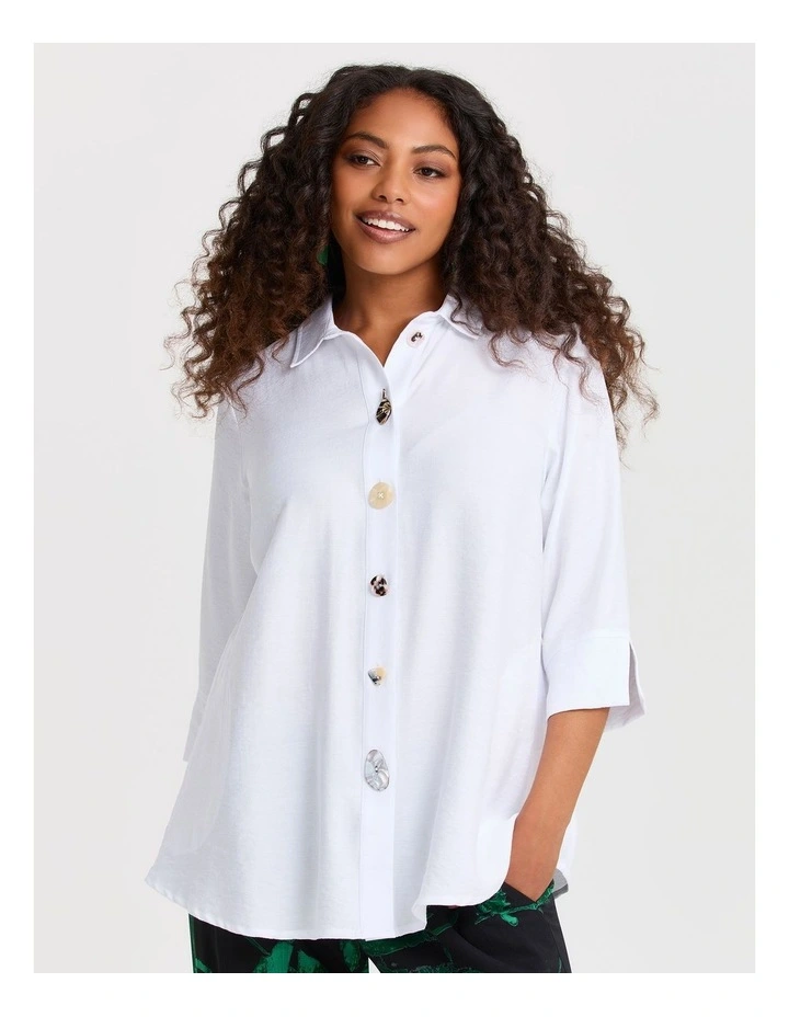 Button & Zip Detail Natural Shirt White image 1