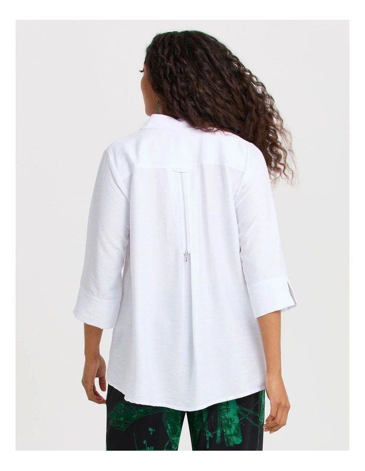 Button & Zip Detail Natural Shirt White image 2