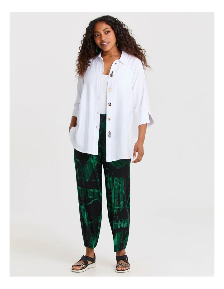 Button & Zip Detail Natural Shirt White image 3