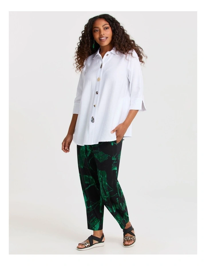 Button & Zip Detail Natural Shirt White image 4