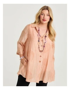 Leaf Jacquard Natural Swing Shirt Peach