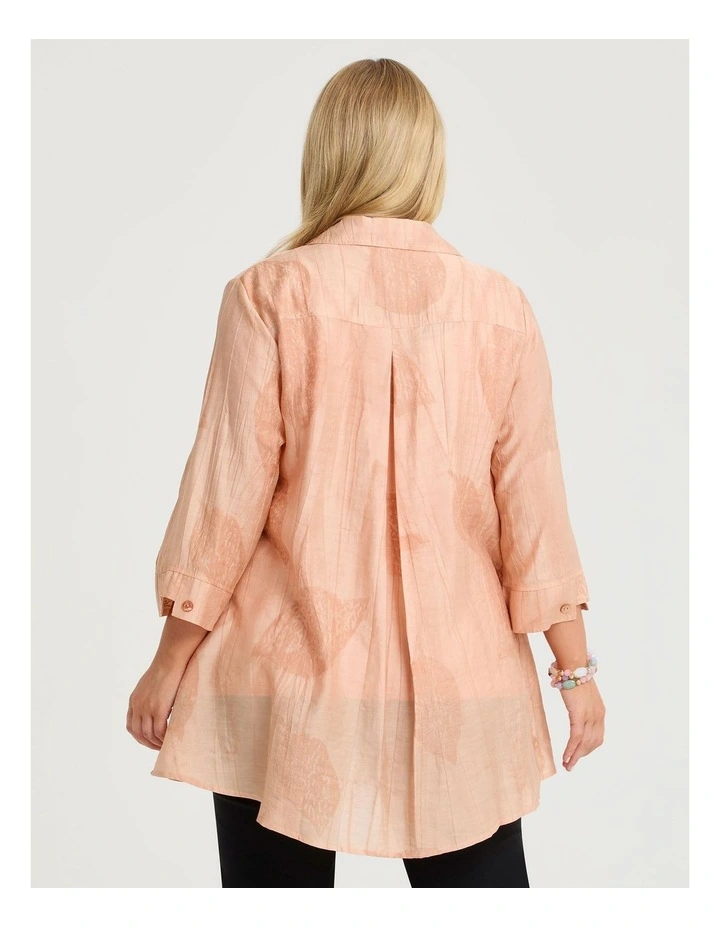 Leaf Jacquard Natural Swing Shirt Peach image 2