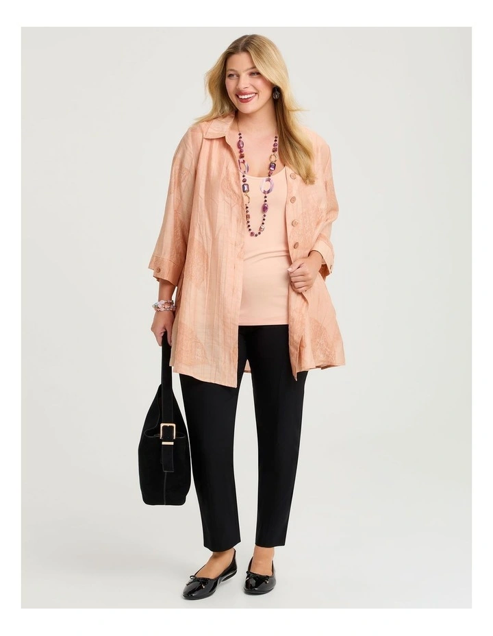 Leaf Jacquard Natural Swing Shirt Peach image 4