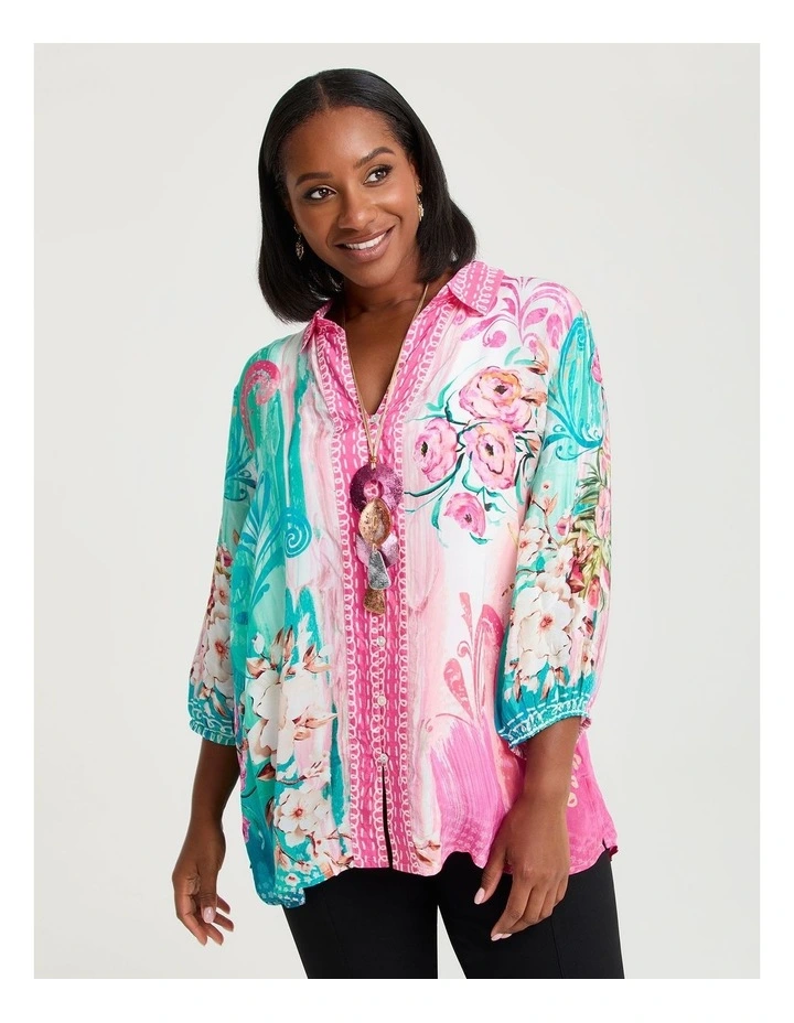 Natural Camellia Shirt in Print image 2