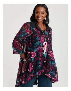 Mesh Embroidery Selena Shirt Print