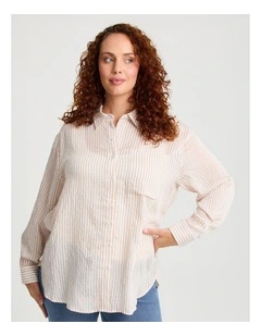 Natural Relaxed Stripe Shirt Cafe/off White