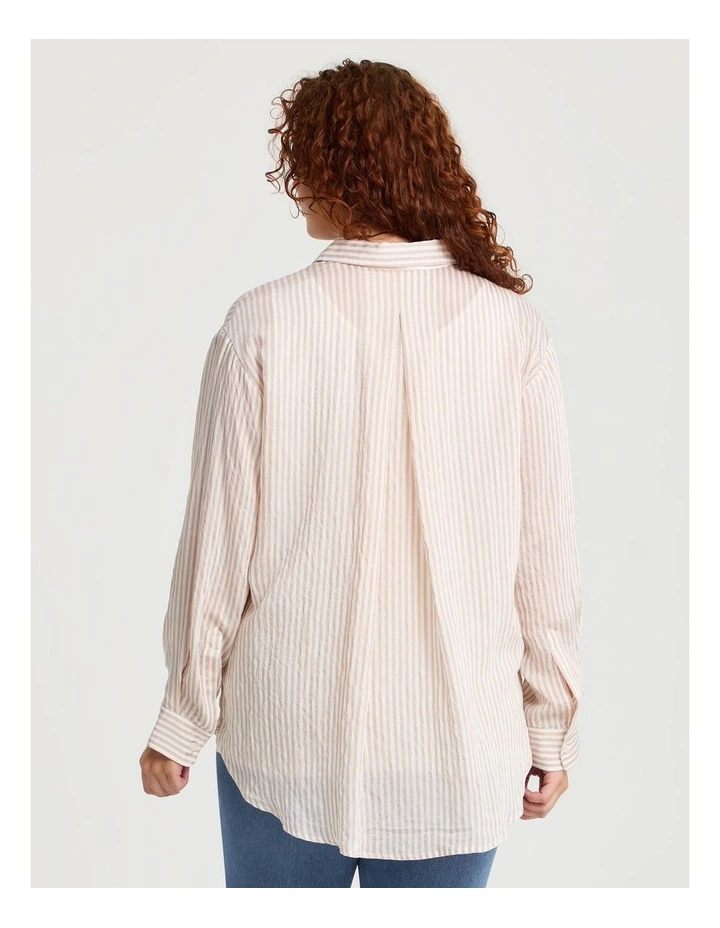 Natural Relaxed Stripe Shirt Cafe/off White image 2