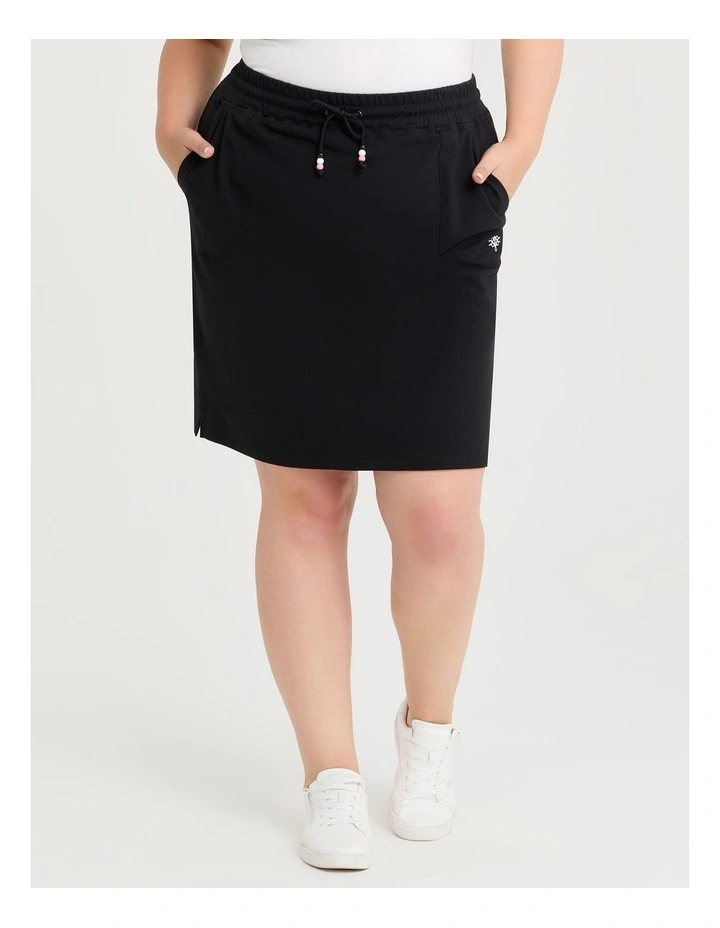 Cotton Travel Knee Length Skirt in Black image 1