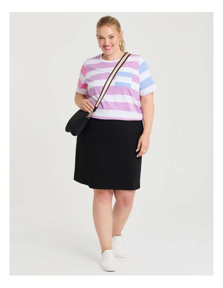 Cotton Travel Knee Length Skirt in Black image 3