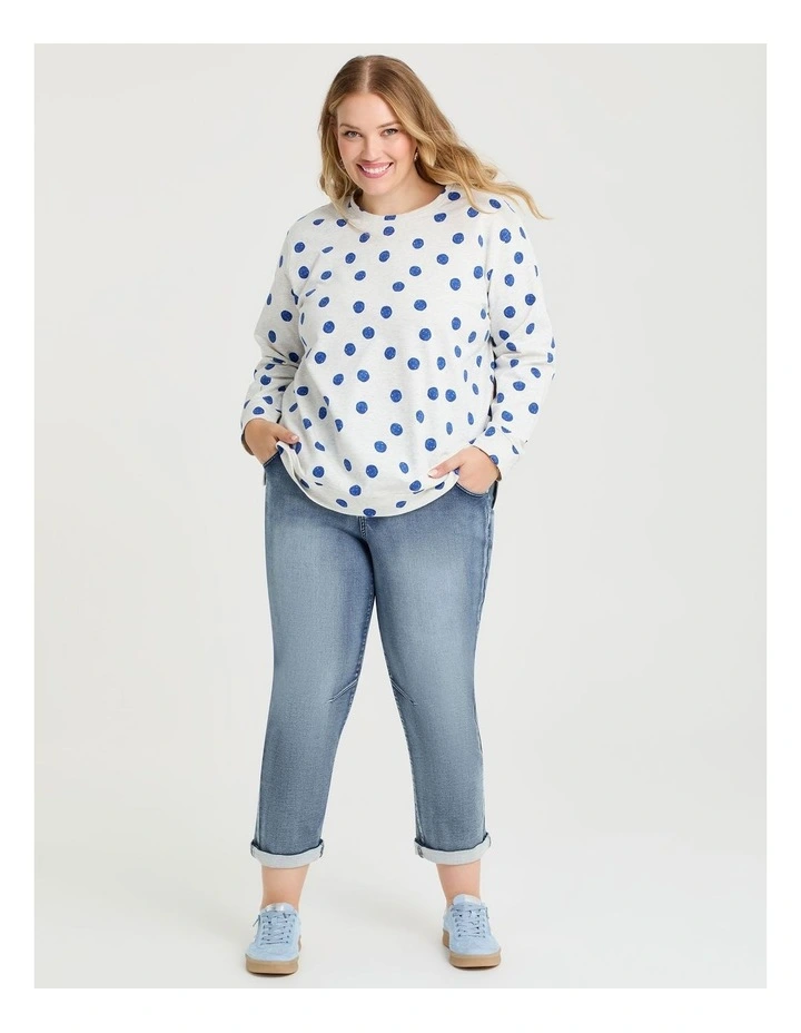 Printed Boyfriend Tunic Sweat in Blue Spot Print image 3