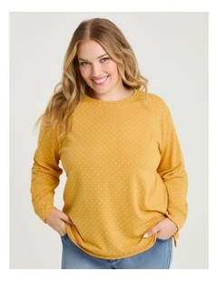 Printed Boyfriend Tunic Sweat in Mustard
