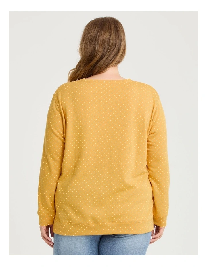 Printed Boyfriend Tunic Sweat in Mustard image 2