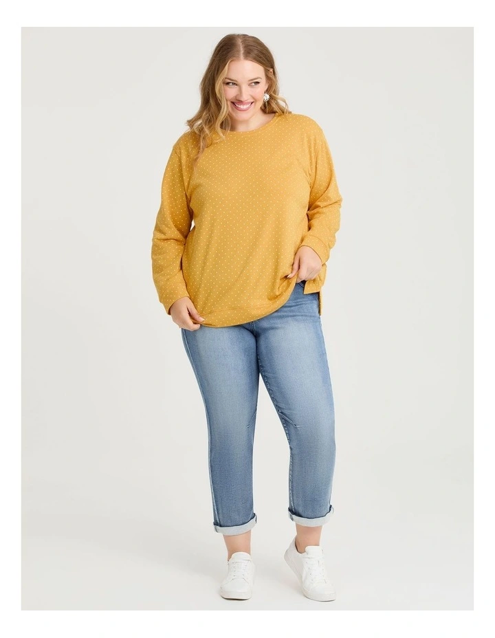Printed Boyfriend Tunic Sweat in Mustard image 3
