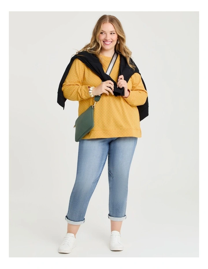 Printed Boyfriend Tunic Sweat in Mustard image 4