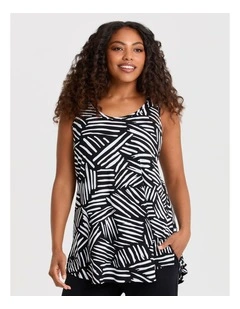 Natural Duet Abstract Tank in Print