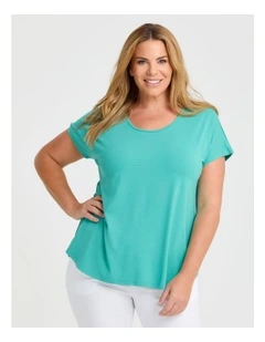 Natural Round Neck Everyday T-shirt Bright Aqua