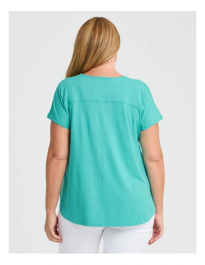 Natural Round Neck Everyday T-shirt Bright Aqua image 2
