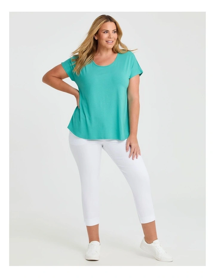 Natural Round Neck Everyday T-shirt Bright Aqua image 3