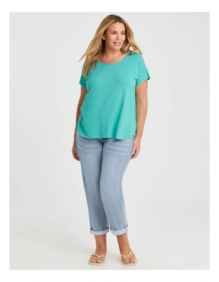 Natural Round Neck Everyday T-shirt Bright Aqua image 4